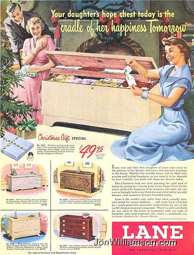 Lane Cedar Chests - 19501218 Life | by Jon Williamson Cedar Chest Redo, Christmas Ads, Chest Makeover, Hope Chests, Keepsake Storage, Chest Ideas, Funny Vintage Ads, Magazine Ideas, Calendar Art