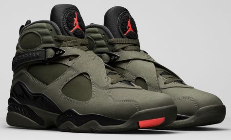 One of my favorite Jordan's are now in a dope military color.  | Jordan's Newest Sneakers Are a Street-Ready Riff on Military Style Air Jordan Retro 8, Nike Air Jordan 8, Air Jordan 8, Jordan Shoes Retro, Shoes Sneakers Jordans, Nike Shoes Jordans, Jordan 8, Shoes Sneakers Nike, Air Jordan Retro