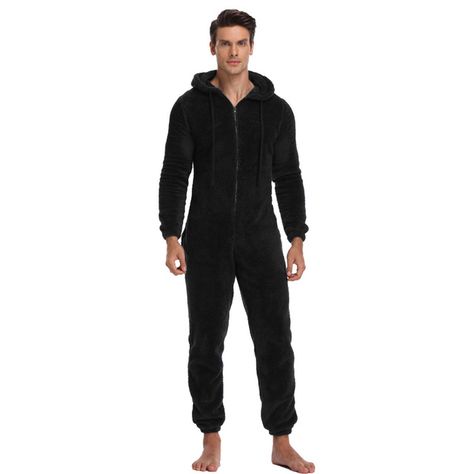 Birthday Pajamas, Pyjamas Onesie, Fleece Pjs, Black Onesie, Teddy Fleece, Onesie Pajamas, Mens Sleepwear, Jumpsuit Men, Lounge Pajamas