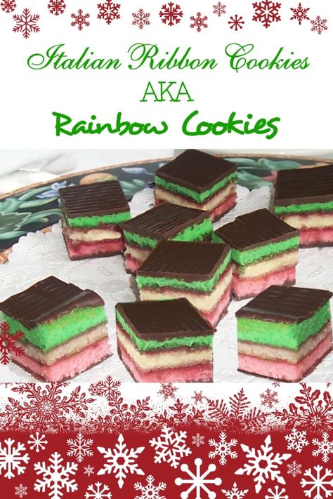 Italian Ribbon Cookies Recipe, Tricolor Cookies, 7 Layer Cookies, Rainbow Cookies Recipe, Ribbon Cookies, Italian Rainbow Cookies, Italian Butter Cookies, Italian Wedding Cookies, Bakery Cookies