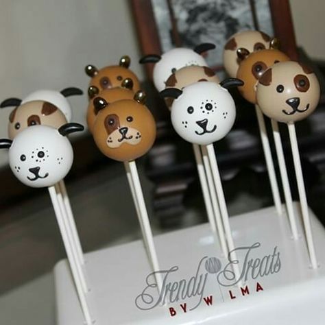 Puppy Cake Pops, Dog Cakepops, Dog Themed Treats, Dog Cake Pops, Puppy Adoption Birthday Party, Puppy Dog Cakes, Work Treats, Dog Themed Birthday, Puppy Pawty