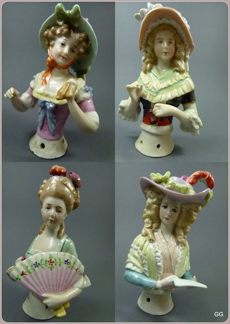 Sitzendorf produced a large number of beautiful half dolls and half doll related… Tassel Dolls, Antique Porcelain Dolls, Head Vases, Flower Frogs, Antique Pins, Half Dolls, Pin Doll, China Dolls, Flower Frog