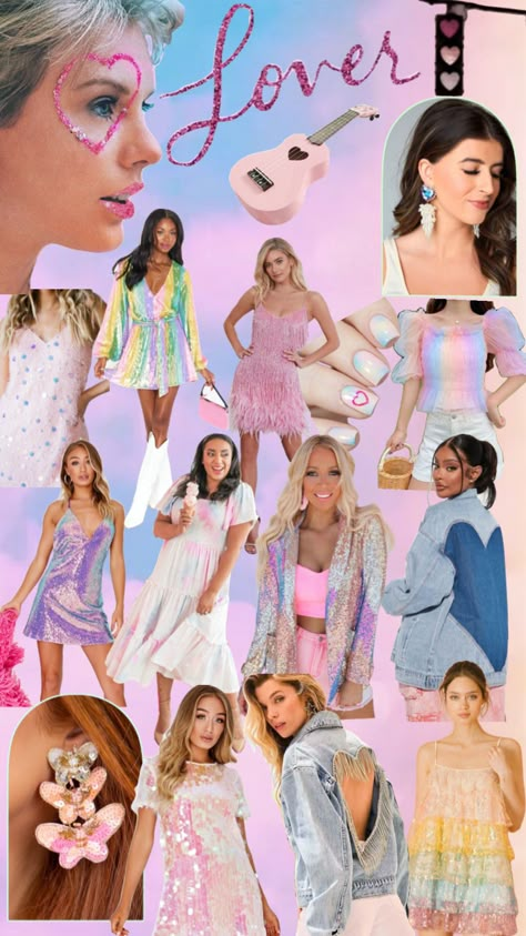 Lover outfit ideas for Eras tour! #taylorswiftlover #loveralbum #taylorswifteras #lovertaylorswift Taylor Swift Lover Album Outfit Ideas, Loved Album Outfits, Lover Era Outfits Dress, Lover Era Outfits Shein, Ears Tour Outfits Lover, Lovers Taylor Swift Outfit, Taylor Swift Lover Eras Tour Outfits, Lover Album Aesthetic Outfit, Taylor Swift Eras Lover Outfit