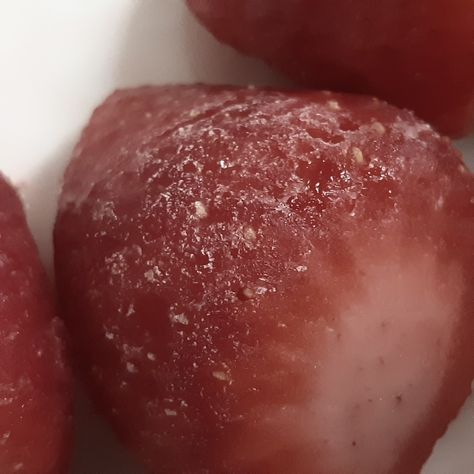 Frozen strawberries ! Frozen Fruit Aesthetic, Fruit Aesthetic, Frozen Fruit, Frozen Strawberries, March 2023, Frozen Food, Strawberries, Meal Prep, Frozen