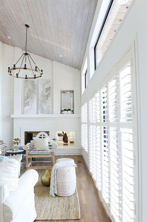 Classic Shutters, Shutters Living Room, Indoor Shutters, White Shutters, Trending Paint Colors, Interior Shutters, Beach House Interior, Steampunk Style, White Rooms