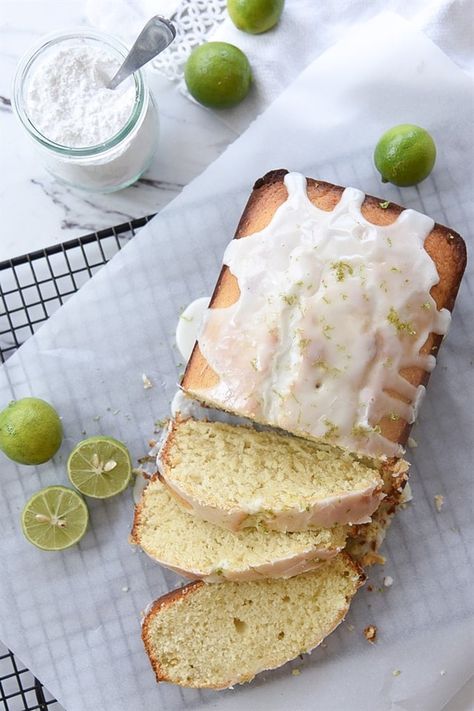 Key Lime Bread is a moist, cake like quick bread with a sweet lime flavor. The key lime glaze gives it a punch of flavor you will love. It will have you dreaming of Florida beaches and ocean breezes. Key Lime Bread, Lime Bread, Lime Loaf, Key Lime Glaze, Sweet Lime, Lime Punch, Random Recipes, Pies & Tarts, Lime Zest