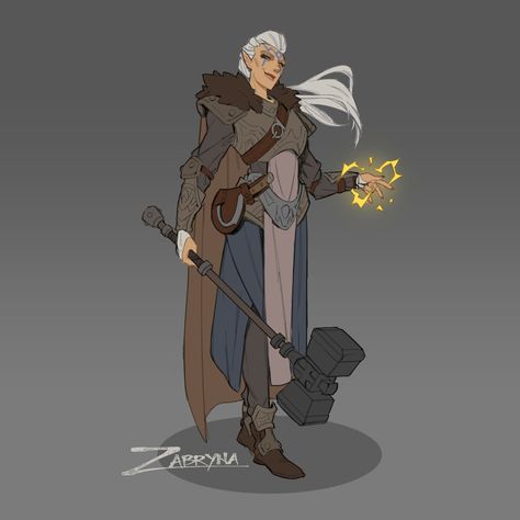 ArtStation - Zabryna, Tempest Cleric, Julian Futanto Tempest Domain Cleric, Dnd Tempest Cleric, Tempest Cleric Dnd, Dnd Sailor, Tempest Cleric, Cleric Dnd, Dnd Cleric, Half Drow, Female Orc