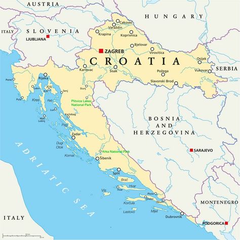 Croatia Map - Map and counties of Croatia - Visit Croatia Slavonski Brod, Croatian Language, Croatia Map, Dalmatian Coast, Europe Holidays, Visit Croatia, Europe Map, Croatia Travel, Scenic Routes