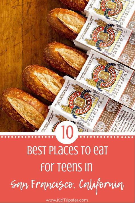 10 Best restaurants for teens visiting San Francisco, California. #sanfrancisco #california #familyvacation #familytrip #travelingwithkids #travelingwithteens #kids #teens #family #familytravel #travel #traveltips #restaurant #food #foodie #eats #bestplacestoeat Roadtrip Kids, San Francisco Airport, California Restaurants, California Food, Visit San Francisco, California Trip, San Francisco Restaurants, California Vacation, City Vacation