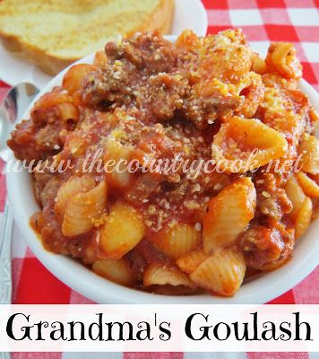 Grandma's Goulash Grandmas Goulash, Country Cook, The Country Cook, Fettuccine Alfredo, Country Cooking, Goulash, Beef Dishes, Ground Beef Recipes, Main Meals