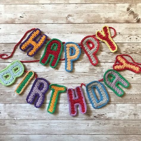 Crochet Happy Birthday Garland, Crochet Birthday Bunting, Crochet Birthday Garland, Crochet Happy Birthday Banner, Crochet Birthday Banner, Crochet Birthday Decorations, Crochet Party Decorations, Crochet Banner Garlands, Crochet Happy Birthday