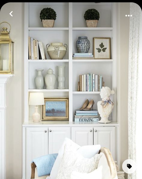 Ballard Designs Living Room, Ballard Art, Shelving Organization, Bookcases Ideas, Mayfair House, French Glam, Custom Drapery Panels, Caitlin Covington, Shelf Inspiration