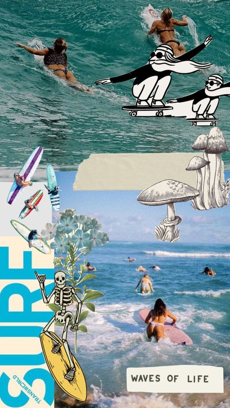 Created by jules__anderson on Shuffles Surf Collage, Photoshop Collage, Moodboard Aesthetic, Hang Ten, Collage Artwork, Surfs Up, Your Aesthetic, Creative Energy, Collage Art