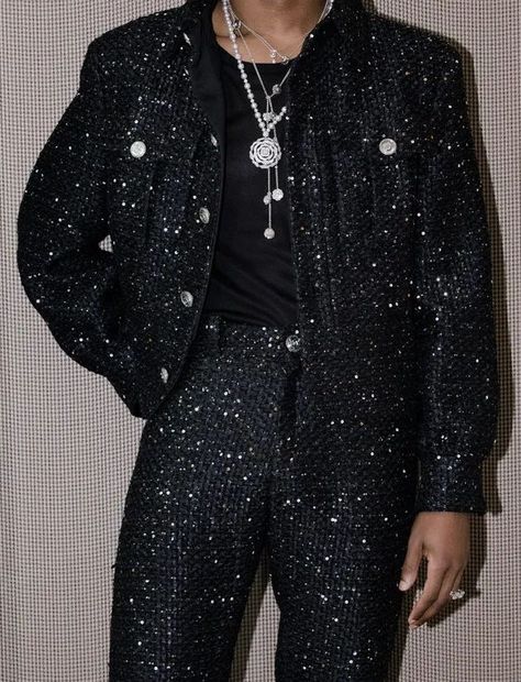 Glitz And Glam Outfit For Men, Sparkle Outfit Party, Glitz And Glam Outfit, Concert Style, Rhinestone Outfit, Homecoming Outfit, Stylish Mens Suits, Sparkle Outfit, Bts Clothing