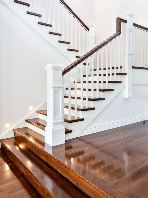 New flooring return on investment | 13 Decisions Homeowners Never Regret Staircase Paint, Painted Staircases, Add A Bathroom, Handrail Design, Wood Railing, Staircase Remodel, Stair Parts, Newel Posts, Wood Stairs