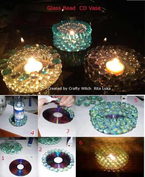 Turn you old CDs into a bright candle holder.. Homemade Candle, Marble Candle Holder, Diy Marble, Pinterest Crafts, Cd Crafts, Decor Ikea, Pinterest Diy Crafts, Diy And Crafts Sewing, Pinterest Diy