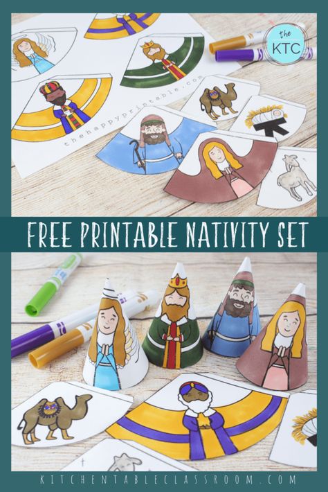 Free printable Nativity set for kids to color and play. Nativity Set Diy Free Printable, Diy Nativity For Kids, Free Printable Nativity Characters, Nativity Free Printable, Nativity Diy Crafts, Nativity Printables For Kids, Free Printable Nativity Scene, Nativity Story For Kids Free Printable, Free Xmas Printables