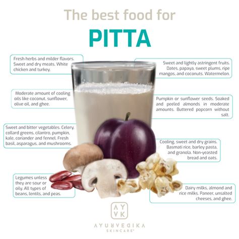 The correct diet to help correct an imbalance in Pitta focuses on refreshing the body, energizing the mind, calming emotions, and avoiding excess liquids in the body. Since Pitta is in charge of understanding and changing, an ideal diet will promote the brain’s health and encourage adequate energy levels throughout your body. Dosha Recipes, Pitta Dosha Diet, Pitta Diet, Ayurveda Food, Ayurveda Pitta, Calming Food, Pitta Dosha, Ayurveda Recipes, Ayurvedic Diet