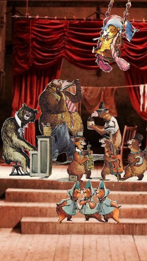 Country Bear Jamboree #countrybears #countrybearjamboree #frontierland #disneyworld Country Bear Jamboree Art, Unibearsity Disney Bears, Circus Bear Illustration, Teddy Bear Adventures, Country Bear Jamboree, Critter Country Disneyland, Western Frontier, Song Of The South, Country Bears