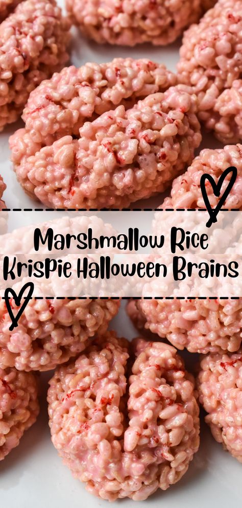 My Marshmallow Rice Bubbles (Krispies) Halloween Brains only needs 4 ingredients and is made in 20 mins! A perfect no bake Halloween recipe! Rice Crispy Brains, Rice Krispie Brains, Brain Rice Krispie Treats, Bake Halloween, Halloween Themed Desserts, Halloween Rice Krispie Treats, Rice Bubbles, Rice Desserts, Krispy Treats