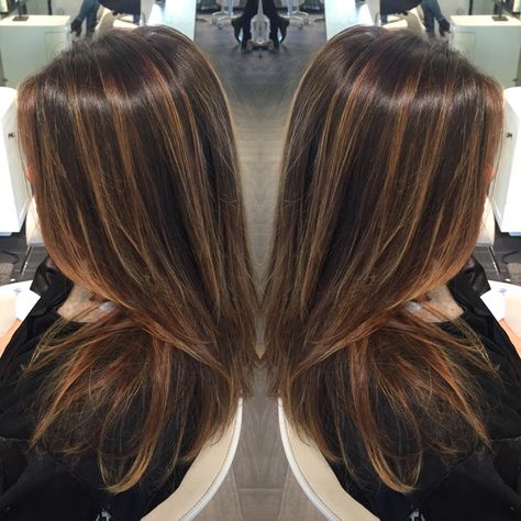 Loreal Certified Balayage Expert. Come see me at Warren Tricomi Greenwich CT! #PaintedByPia #balayage #WarrenTricomi #colorist #handpainted Contrast Highlights Hair Dark, Chunky Brown Highlights, Chunky Highlights For Brown Hair, Dark Brown Hair With Highlights, Brown Hair Looks, Brown Hair Inspo, Brunette Hair With Highlights, Come See Me, Hair Streaks