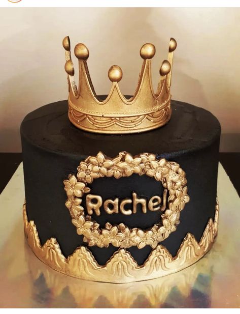 Black And Gold Birthday Cake, Doll Cake Designs, Paper Decorations Diy, Gold Birthday Cake, Creative Wall Painting, Crown Cake, Mini Cakes Birthday, 1st Birthday Cakes, Birthday Cakes For Men