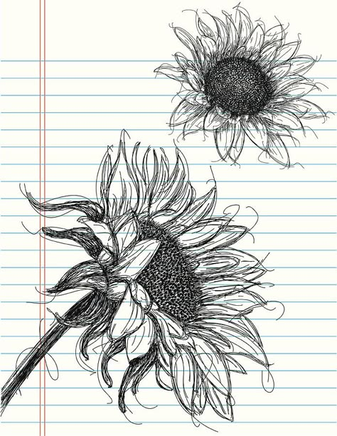 Sunflowers Drawing, Sunflower Sketches, Sunflower Art Print, Sunflower Drawing, Flower Drawings, Flower Sketches, Sketchbook Inspo, Sunflower Tattoo, Sunflower Painting