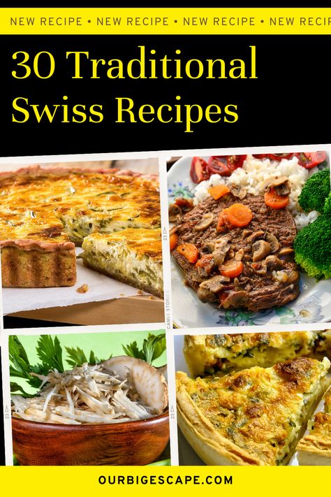 Authentic Swiss Recipes - Traditional Recipes from Switzerland your family will fall in love with. Try all of these great Swiss recipes we found on our trip to Switzerland. Traditional Swiss Recipes, Swiss Cooking Recipes, Traditional Swiss Food, Swiss Baking Recipes, Swiss Dinner Recipes, Swiss Breakfast Traditional, Recipes From Switzerland, Swiss Cuisine Recipes, Switzerland Food Recipes