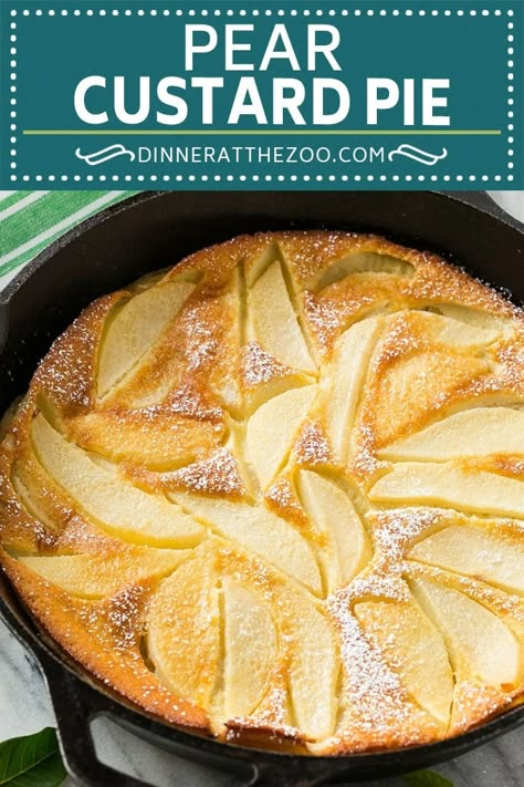 Pear Custard Pie Recipe, Pear Custard, Pear Recipes Easy, Pear Pie Recipe, Pear Cake Recipes, Pear Dessert Recipes, Custard Pie Recipe, Easiest Dessert, Pear Pie