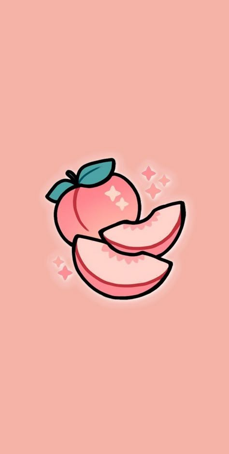 Aesthetic Peach Wallpaper Iphone, Peach Drawing Aesthetic, Kawaii Peach Wallpaper, Sticker Lockscreen, Light Peach Aesthetic Wallpaper, Peach Drawing Cute, Cute Peach Wallpaper, Peaches Drawing, Peaches Illustration