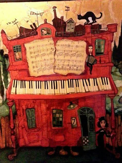 Author: ? Whimsical Music Art, Otaru, Piano Art, 동화 삽화, Music Cartoon, Music Illustration, Jazz Art, Musical Art, Musical Notes