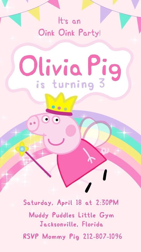 Peppa Pig Party Ideas, Pig Party Ideas, Peppa Pig Fairy, Peppa Pig Videos, Heo Peppa, Peppa Pig Birthday Decorations, Peppa Pig Birthday Party Decorations, Peppa Pig Invitations, Peppa Pig Birthday Invitations