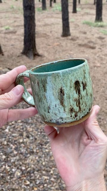 Kim Mitchell Pottery on Instagram: "I don’t have glaze notes on this piece, but I do know it involves Mayco Cenote and Laguna Robin’s Egg. Both wonderful glazes! I’ll be working to reproduce these results! #pottersofinstagram #potteryglaze #potteryglazing #mugs #coffeemugs #speckledpottery #wheelthrownpottery #handmademug #functionalpottery #mugfreak #mugcollector #ilovemugs #maycocolors #lagunaclay #lagunaglaze #cenoteglaze #mugsofinstagram #pottery #ceramics #mugart" Mayco Glaze Cenote, Cenote Glaze Combinations, Laguna Glaze Combinations, Laguna Clay, Ceramic Glazing, Glaze Combinations, Glaze Combos, Ceramic Glaze Recipes, Ceramic Glaze