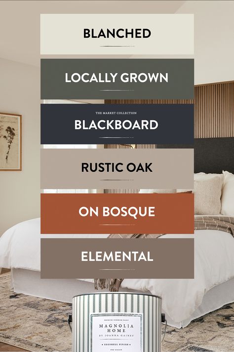 This curated palette from Magnolia Home by Joanna Gaines® paint offers shades that complement and coordinate with Blanched, a warm beige that allows for creativity and personalization. Magnolia Paint Colors, New Home Decor Ideas, Neutral Bedroom Ideas, Joanna Gaines Paint, Modern Paint Colors, Magnolia Paint, House Color Palettes, Business Colors, Paint Color Palettes