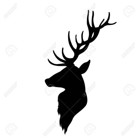 Stag Head Silhouette, Deer Head Silhouette, Head Illustration, Head Silhouette, Reindeer Head, Stag Head, Deer Head, Wood Burning, Moose Art