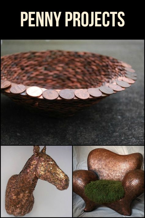 Penny Decor Diy, Penny Crafts Diy, Penny Art Projects, Coins Art Ideas, Pennies Crafts, Penny Decor, Penny Crafts, Penny Art, Coin Crafts