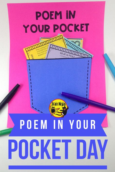 Activities for poetry. What fun! Poem in Your Pocket Day and National Poetry Month. Poem Theme Ideas, Poem Activities For Kids, Poem In Your Pocket Day Ideas, Grade 7 Poems, Poem In My Pocket, National Poetry Month Bulletin Board, Poem In Your Pocket, Poem Themes, Junior English