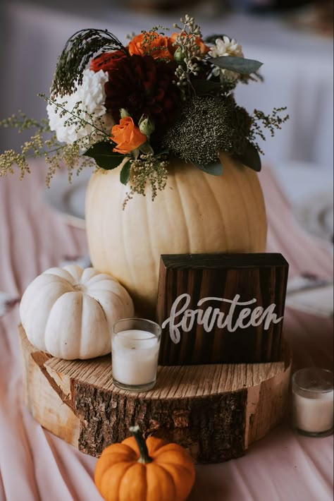 Cheap And Easy Fall Wedding Decor, Mum Flowers Wedding Decor, Pumpkin Wedding Centrepiece, Autumn Centerpieces For Table Wedding, Fall Outdoor Centerpieces For Table, Bridgerton Fall Wedding Aesthetic, Fall Wedding With Pumpkins And Mums, Mum Wedding Centerpieces, Rustic Fall Wedding Centerpieces Diy