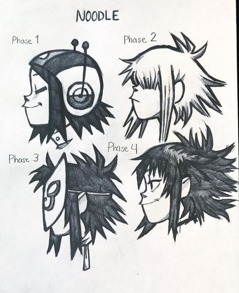 How To Draw Noodle Gorillaz, Gorrilaz Style Art, Del The Funky Homosapien Gorillaz, Gorlliaz Art, How To Draw 2d Gorillaz, Gorillaz Drawing Style, Noodle Gorillaz Drawing, Gorillaz Doodles, Gorillaz Reference