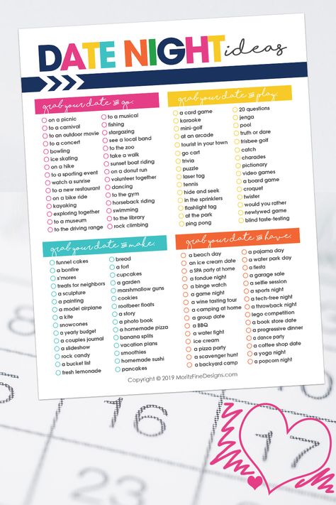 Coming up with fun, affordable ideas for date night is not easy! Avoid the struggle and use this this free printable list of Date Night Ideas for Couples! It includes lots of ideas for things to do out and about to things to do at home! #datenightideas #freeprintable #dateyourspouse #cheapdatenightideas Date Ideas Printable, Printable Date Night Ideas, Date Ideas Free Things To Do, Date Night Ideas Cards Free Printable, Date Night Planner, Printable Date Night Cards, Cute Couple Things To Make, 12 Month Date Night Ideas, Date Night Printables Free