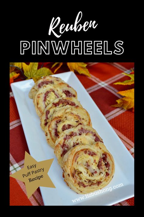 Rueben Pinwheels With Puff Pastry, Reuben Appetizer Parties Food, Reuben Pinwheels, Reuben Appetizer, Harvest Charcuterie Board, Pinwheels Recipes, Pinwheel Recipe, Easy Puff Pastry Recipe, Puff Pastry Pinwheels