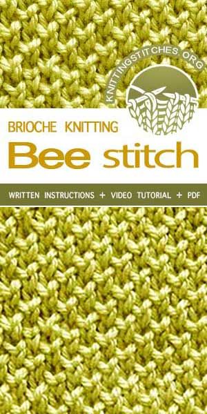 KnittingStitches.org -- Knitting Patterns Free, knit Bee Stitch. #knit #knittingpattern #KnittingStitches Bee Stitch, Bee Knitting, Knitted Blanket Squares, Design Kitchen Ideas, Brioche Knitting, Knitting Help, Knitting Stitches Tutorial, Knitting Basics, Knit Dishcloth