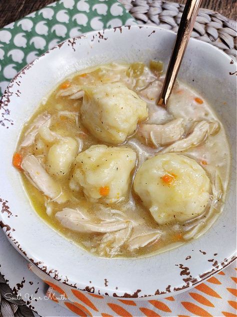 Homemade Chicken & Dumplings (Drop or Rolled) | South Your Mouth | Bloglovin’ Rolled Dumplings Recipe, Rolled Dumplings, Easy Chicken Dumpling Recipes, Easy Dumplings Recipe, Best Chicken And Dumplings, Chicken N Dumplings, Panini Recipes Chicken, Chicken Dumplings Recipe, Best Dumplings