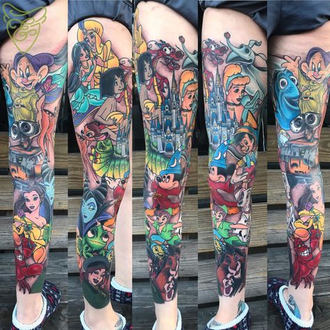 Disney Inspired Tattoos, Disney Sleeve Tattoos, Disney Minimalist, Disney Sleeve, Tattoo Filler, Tattoos For Women Half Sleeve, Disney Tattoo, Forearm Tattoo Women, Geniale Tattoos