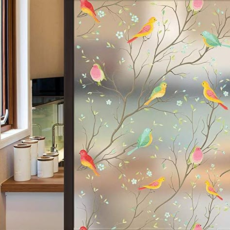 Amazon.com: Coavas Privacy Window Film Non-Adhesive Frosted Bird Window Film Decorative Glass Film Static Cling Film Bird Window Stickers Home Office 17.7In. by 78.7In. (45 x 200Cm): Gateway Glass Partition Designs, Deur Sticker, Window Glass Design, Frosted Glass Window, Frosted Window, Frosted Window Film, Partition Designs, Privacy Window Film, Stained Glass Window Film