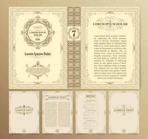 Vintage book layouts and design Premium ... | Premium Vector #Freepik #vector #vintage Medieval Book Cover Design, Victorian Book Aesthetic, Vintage Book Design Layout, Book Typesetting Design, Vintage Book Layout, Vintage Book Cover Template, Medieval Book Cover, Vintage Book Design, Book Cover Vintage