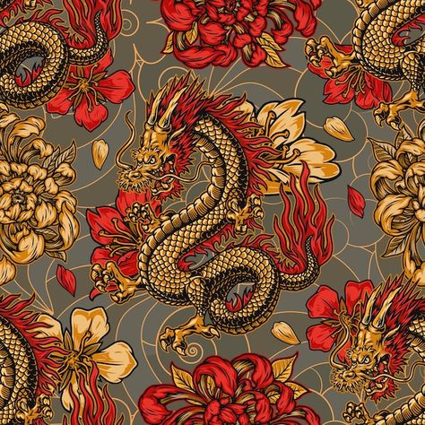 Traditional Japanese Dragon, Dragon Wallpaper, Chinese Prints, Gothic Dragon, Sakura Flowers, Brochure Template Psd, Blacksmith Tools, Japanese Dragon, Dragon Pattern