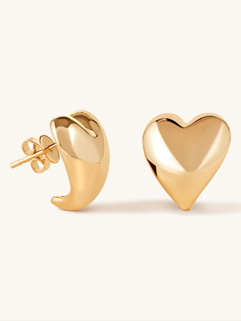 Introducing our must-have stud earrings - Hollow Gold Puffed Heart Studs! These fun and playful earrings are a fan favorite and a timeless addition to any jewelry collection. Get ready to fall in love with these studs that will add a touch of whimsy to any outfit.  Details: 14k hollow gold Stud dimensions: 13 x 15mm Sold as pair Playful Earrings, Puffed Heart, Gold Stud, Heart Studs, Gold Studs, Outfit Details, Fall In Love, Jewelry Collection, In Love