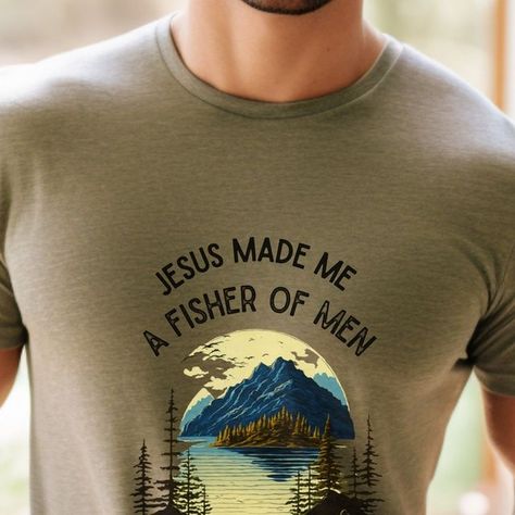 DeAnna Felthauser on Instagram: "Just added to my #etsy shop: Fisher of Men T-Shirt, Mark 1:17, Gift for Men, Christian Gifts, Bible Verse Shirt, Father's Day Gift, Christian Apparel, Religious Tee https://etsy.me/3sMKKhD #shortsleeve #christianapparel #fishingshirt #bibleverseshirt #fisherofmen #giftsforfishermen #fathersdaygift #jesustshirt #jesusshirt" Fisher Of Men, Bible Verse Shirt, Jesus Tshirts, Christian Apparel, Jesus Shirts, Men T Shirt, Christian Clothing, Fishing Shirts, Christian Gifts