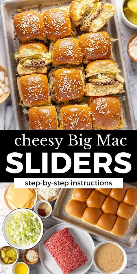 Big Mac Cheeseburger Sliders Big Mac Sloppy Joe Buns In My Oven, Big Mac Cheeseburger, Goat Cheese Puff Pastry, Puff Pastry Tomato, Butter Burger, Homemade Big Mac Sauce, Tomato Goat Cheese, Bacon Bbq Sauce, Big Mac Sauce Recipe